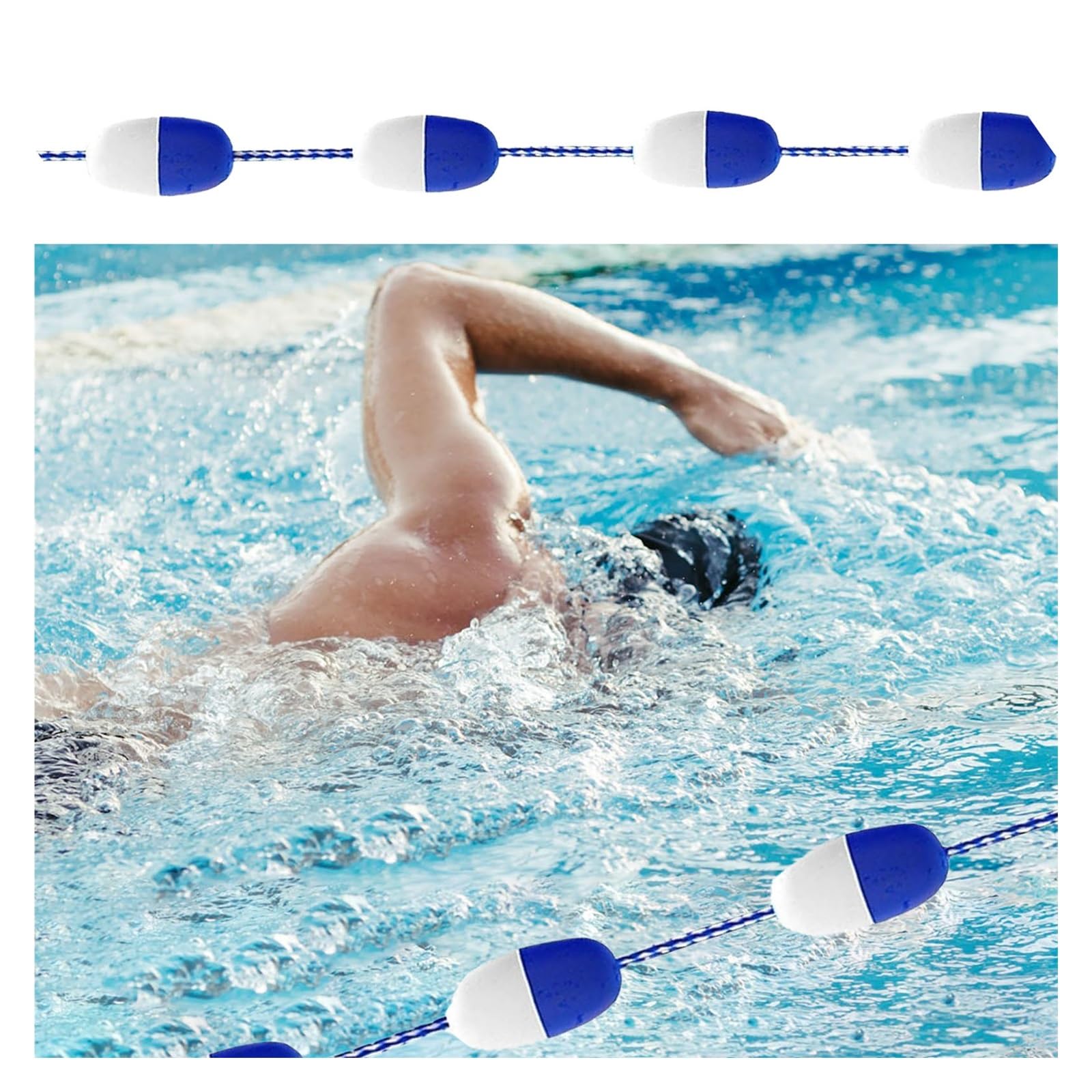 Adjustable Floating Swimming Pool Safety Divider Swim Lane Line, Partition Dual-Color Buoy Boundary Demarcation Rope With Stainles Hooks For Pools, Easy To Install Separation Line Marker(92ft/28.0m)