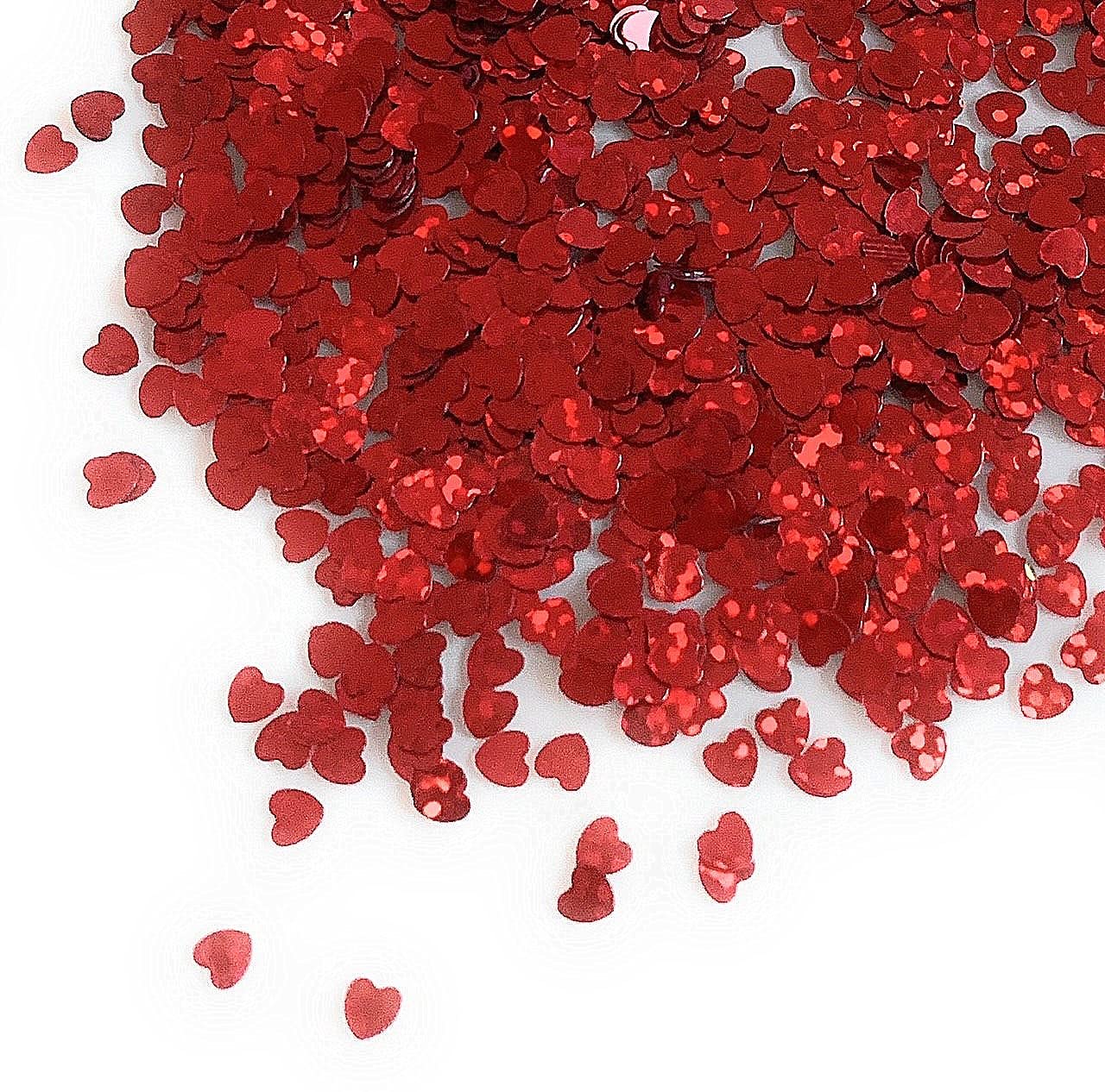 Angel MaloneA Pack of 3 or 4mm (3000-3500pcs) PVC & Hologram Mini Heart Sequins Confetti, Loose Nail Art, Card Making, Scrapbooking, Table Confetti, Valentines Day Wedding Favours (Red Hologram 4mm)