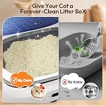 Happypaw Open-Top Self Cleaning Litter Box - Large Capacity Automatic Litter Box for Multiple Cats with Safety Protection, App Control, Odor-Free, Anti-Leakage Material, Includes Trash Bags