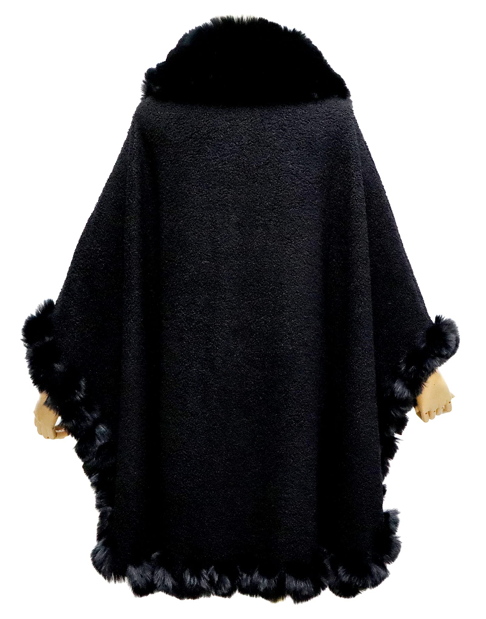 Damen Faux Kaninchen Pelz Cardigan Mantel Poncho Winter Lose Cape Warme Schal Wrap
