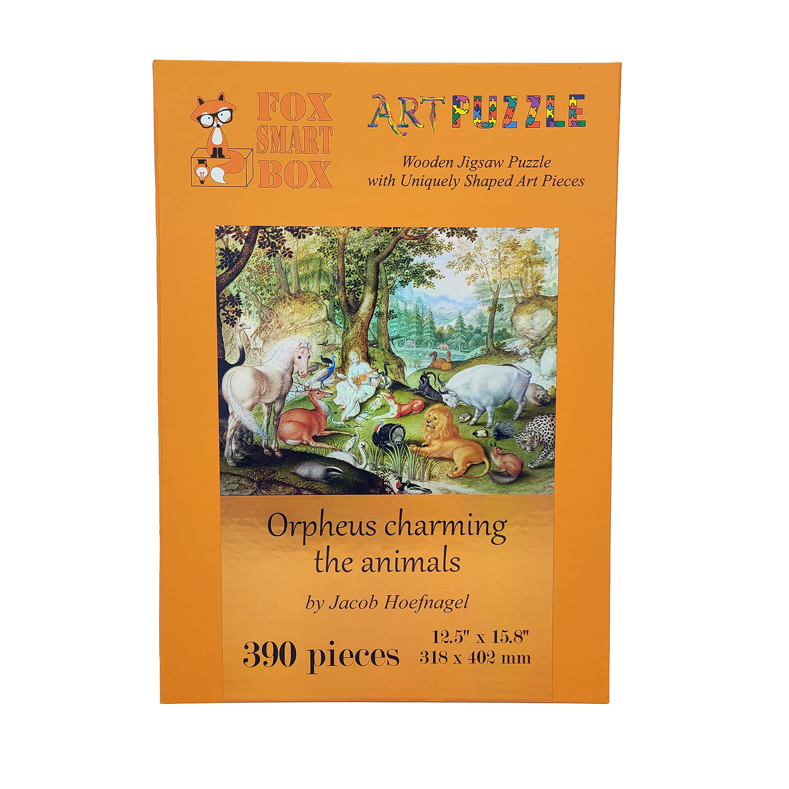 FoxSmartBox - Puzzle in legno per adulti, forma unica, 390 pezzi, motivo: Orfeo, 390 pezzi