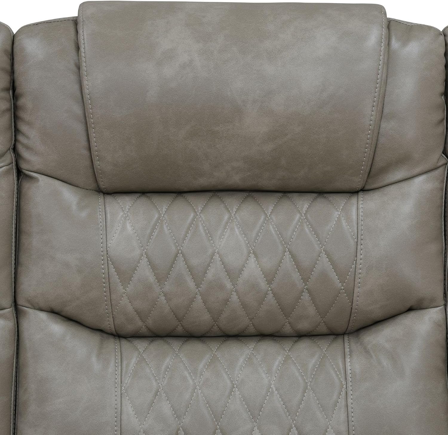 Recliner Sofa 3-Piece Set Grey Breathing Leather Living Room LED Lighting USB Charging Cup-Holder