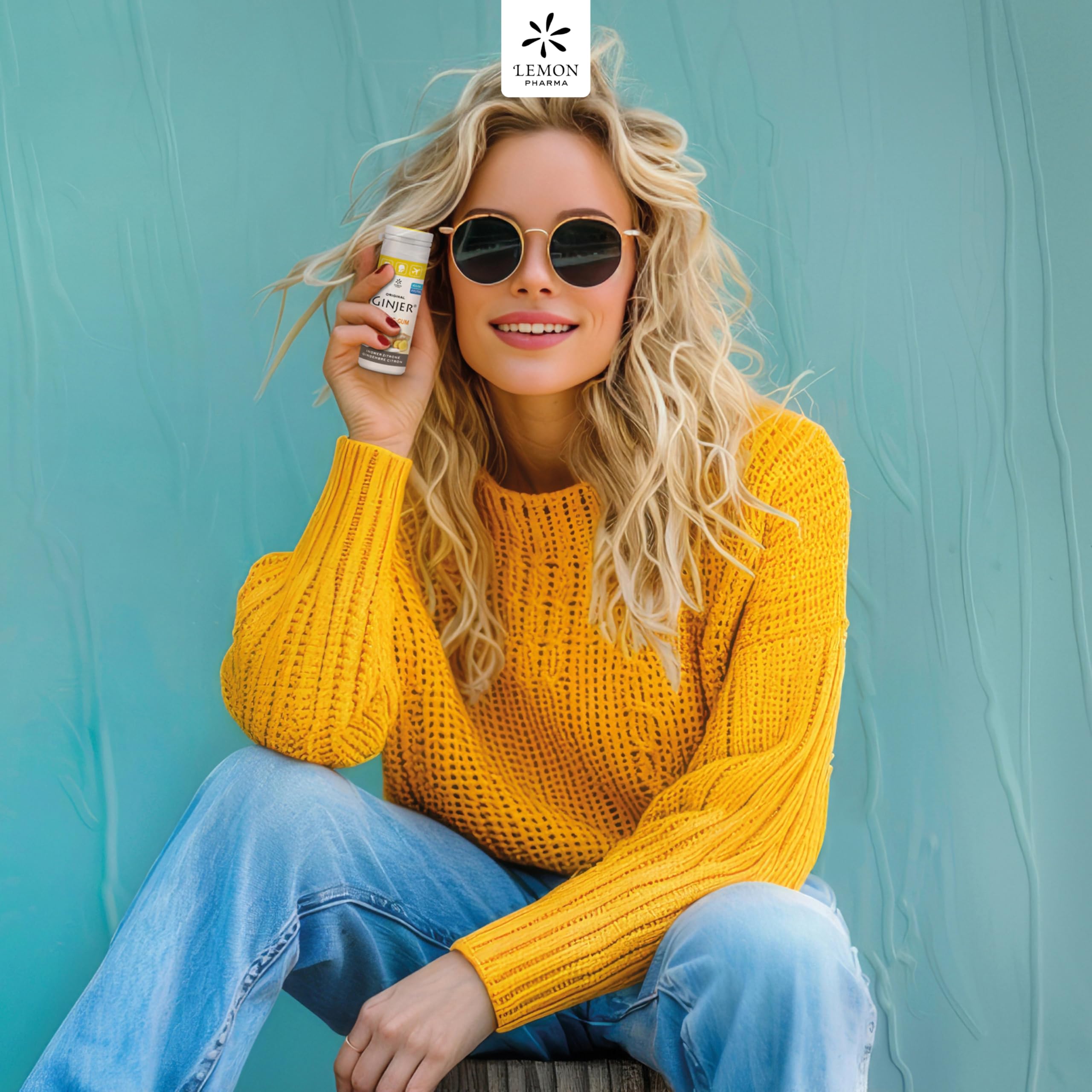 Lemon Pharma GINJER® Chicles de Jengibre-Naranja 30 g goma de mascar vegana sin azúcar