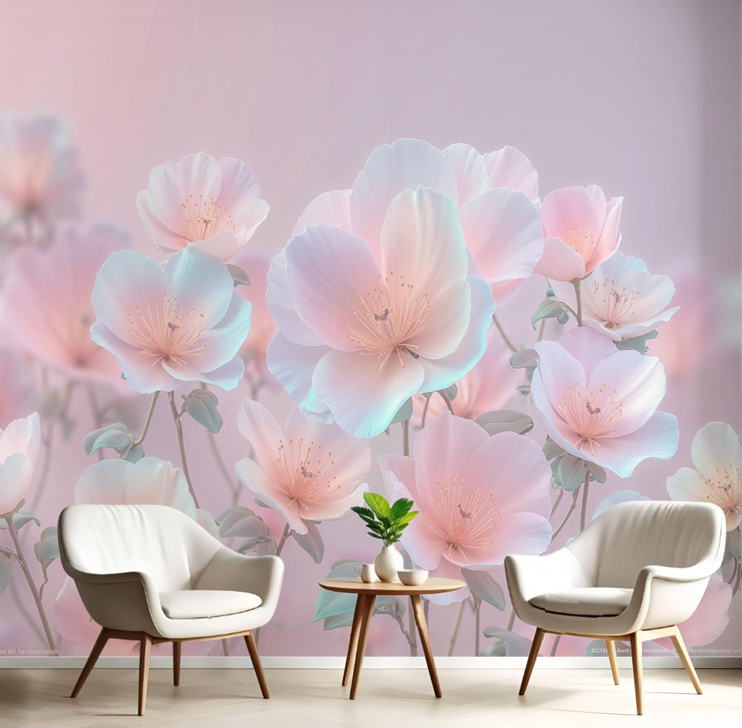 Papier Peint Soie Panoramique Rose Clair Haut de Gamme pour Mur de Restaurant