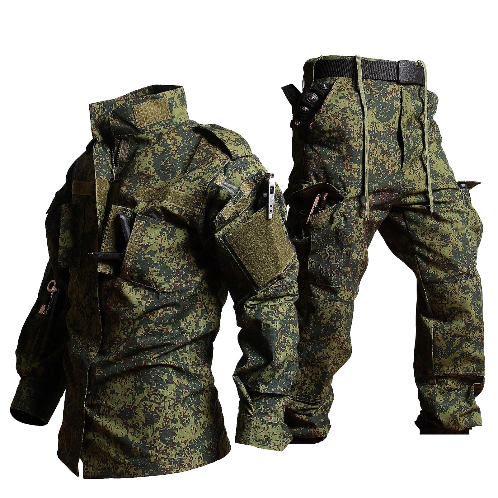 XFLHXY Russian Camouflage Tactical Suit, Men's Tactical Trouser Combat Shirt Suits, Windproof Spring and Autumn Coat, for Airsoft Paintball Hunting(3XL)