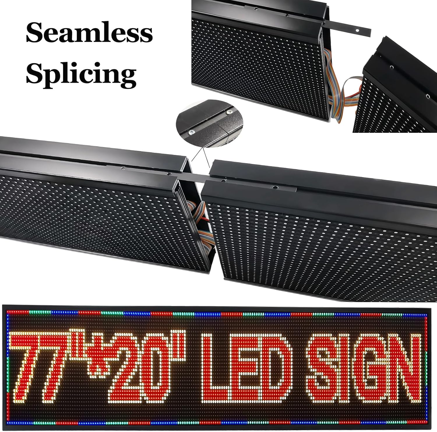 P10 Large Programmable LED Scrolling Sign 77”X20”, Bright Outdoor Digital Signs Waterproof, Full Color Led Open Signs for Business Advertising, Restaurant, School, Commerce, WiFi Control Electronic Message Display Board - Image 6