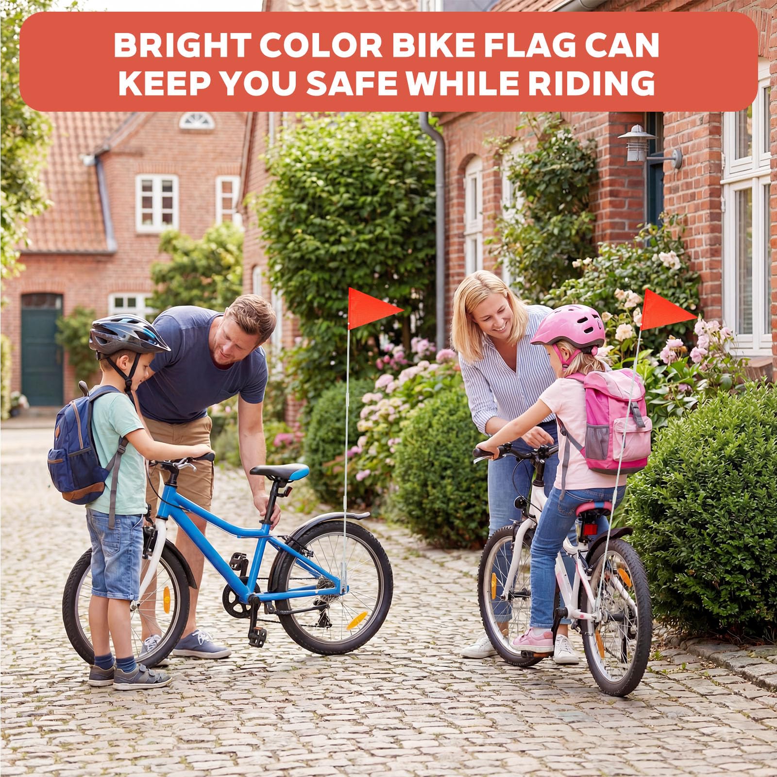 Gagliardetto per Bicicletta Bandiera Sicurezza Bandierina di Sicurezza Riflettente 150cm Bandierina Sicurezza Bicicletta (Rosso)