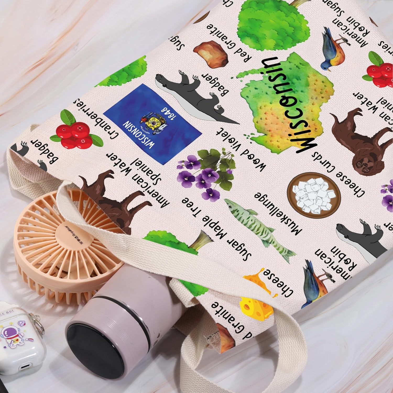 Wisconsin Tote Bag Wolverine State Vacation Lover Reusable Shopping Bag MI Travel Gift for BFF Mom Dad - Image 2