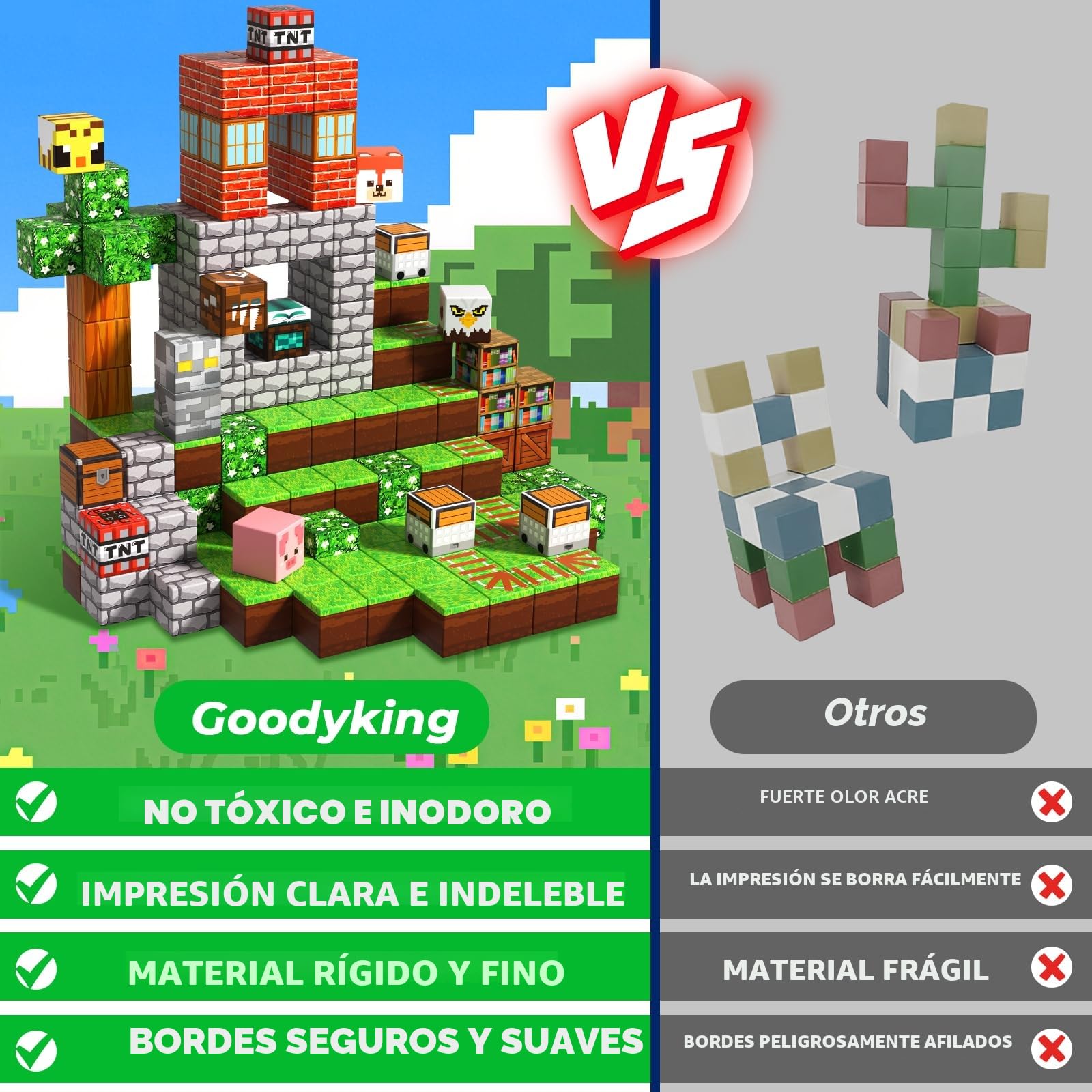 Goody King Bloques Magneticos Construccion Niños 200 Piezas - Magnetic Blocks con Temática de Bosque y Animales - Juguetes Montessori Construcciones Magneticas Niños para Niños y Niñas de 3 a 9 Años