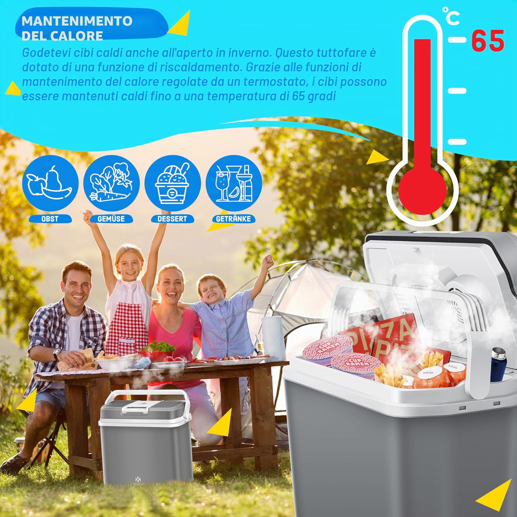 KESSER® Frigobox da 24 litri | RAFFREDDA e RISCALDA | Frigo box termoelettrico 12 volt e 230 volt con 2 batterie di raffreddamento | Mini frigo | per auto e campeggio | EEK A+++| Auto e campeggio