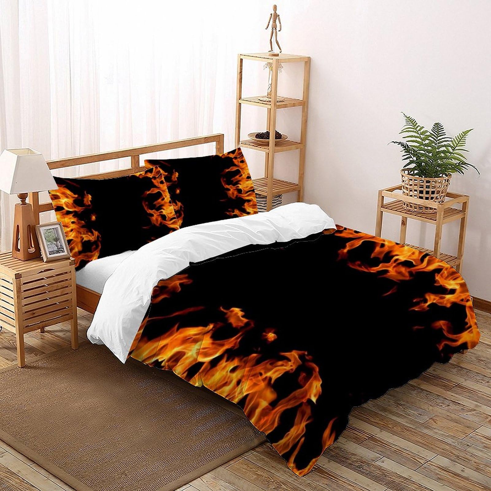 Parure de couette feu microfibre anti-décoloration housse lit double animal sauvage