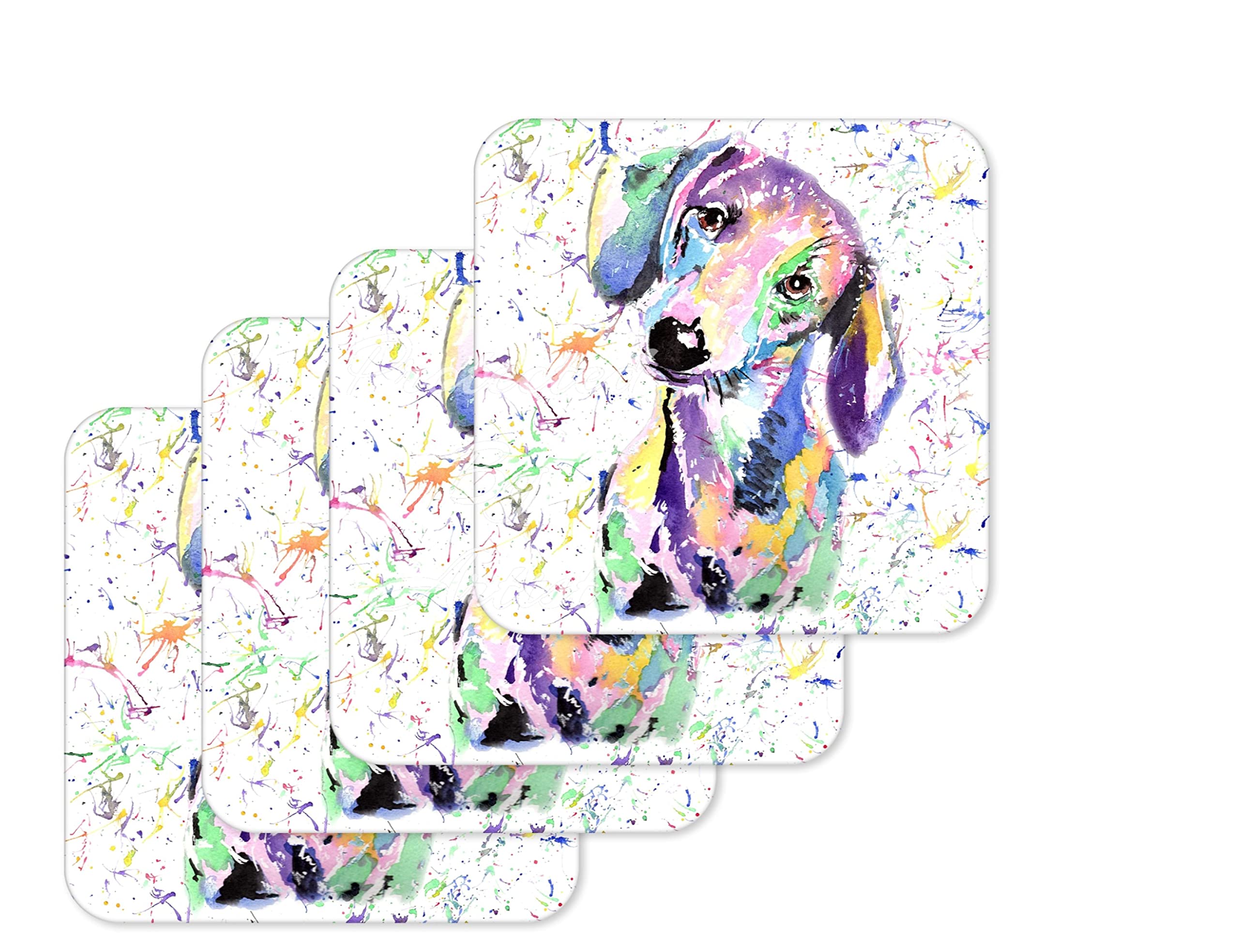 Coaster Dachshund Sausage Dog Wiener Pet Coasters Watercolour Art Gift Work Office Dining Tea coffee (4)