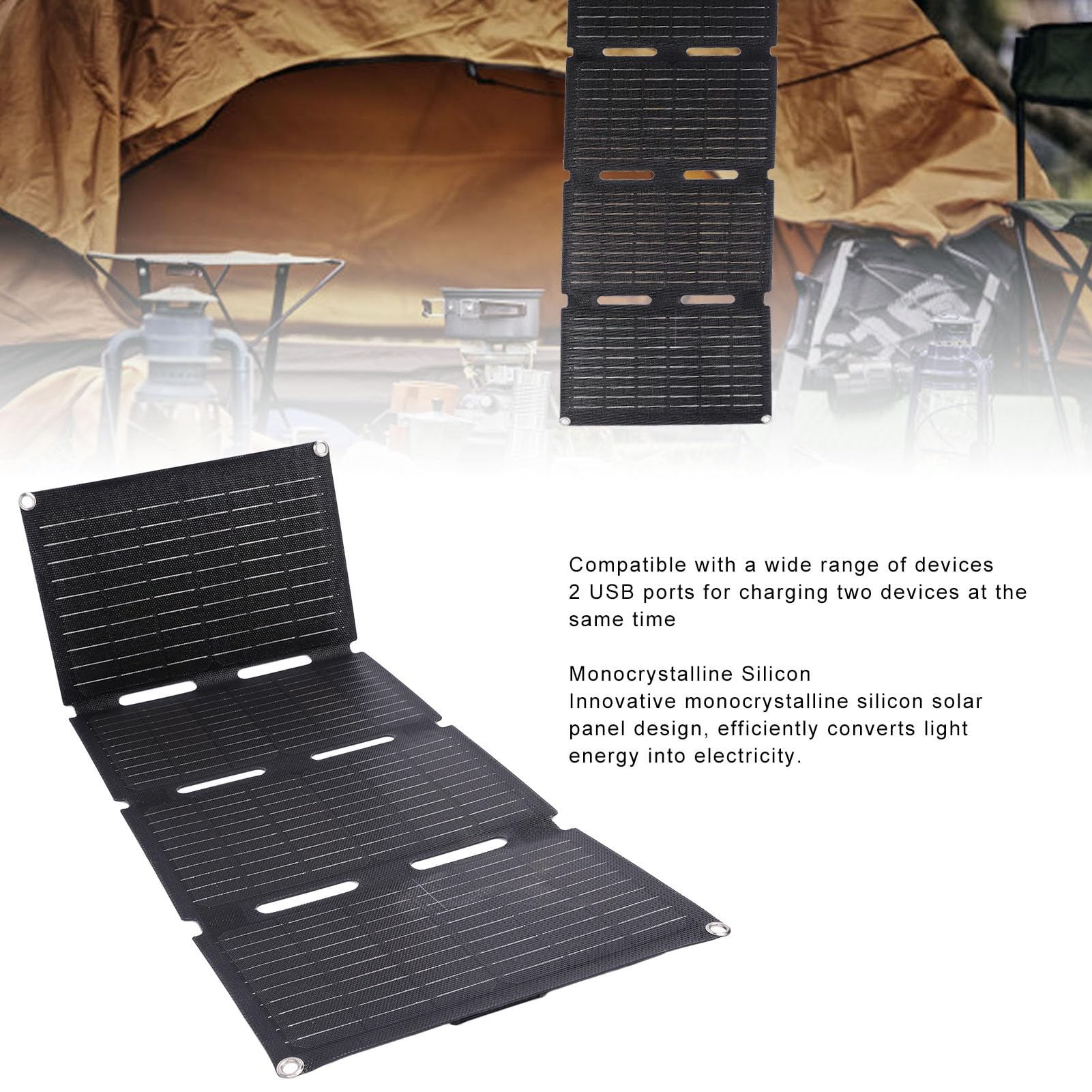 Eujgoov Pannello Solare Pieghevole da 80 W Caricatore USB PD Pannello Solare di Ricarica Rapida per Avventure All'aperto
