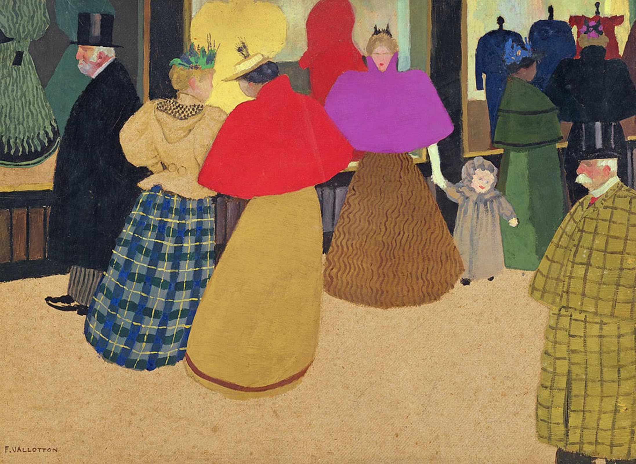 POSTERIIk Vintage Print Pop Art Landscape Artwork Les Passants' or 'Street Scene' by Felix Edouard Vallotton Art Prints for Office Home Decor 60x90cm