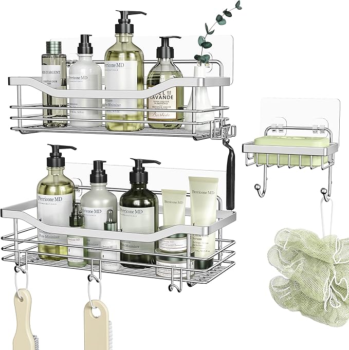 Orimade Shower Caddy Basket Shelf,3Pack Adhesive Shower
