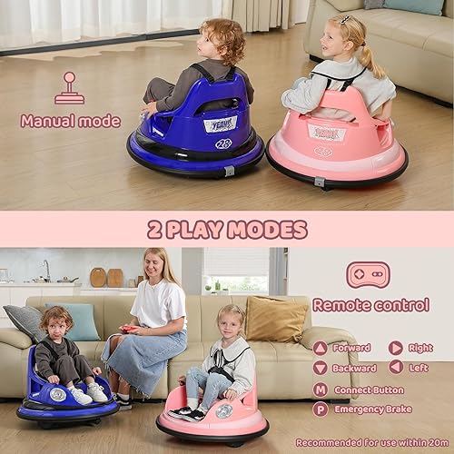 Miniatura 3 de ELEMARA Coche parachoques para niños, 1.9 mph máximo, 12 V con control remoto, 2 velocidades, 2 modos de reproducción, giro de 360 grados, regalos