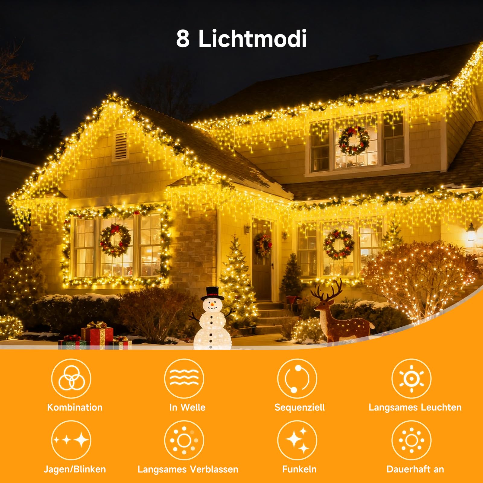WOWDSGN [515 LED Guirnalda Luminosa de Navidad, 17 Metros | Con Temporizador | 8 Modos | Impermeabilización IP44 | Adecuado para uso en Interiores y Exteriores, Bajo los Aleros y en Terrazas