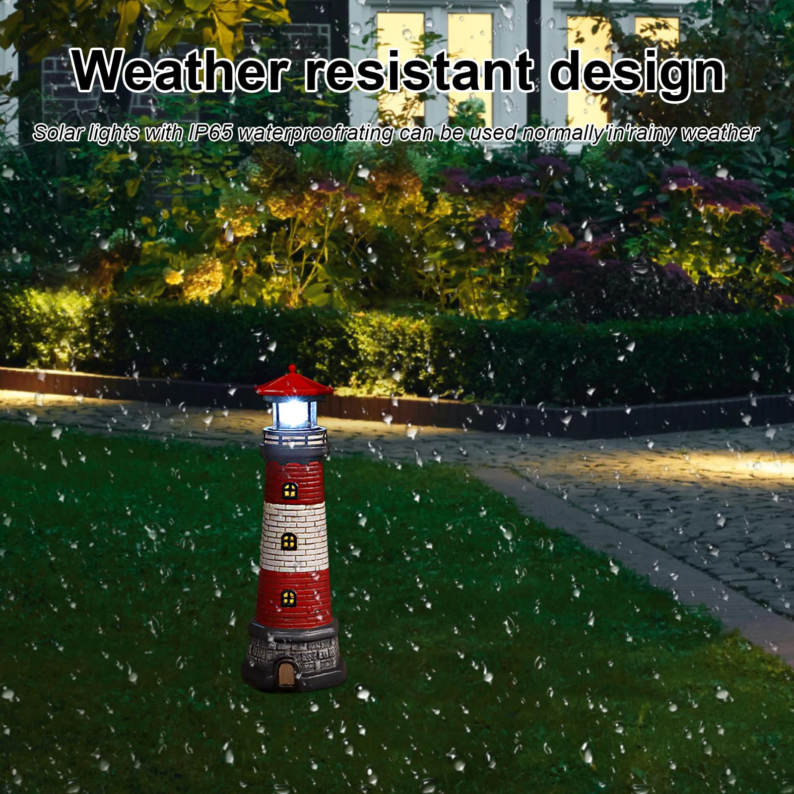 Ruiqas Solar Powered Lighthouse with Rotating Beacon Waterproof LED Lighthouse Solar Lights for Garden Landscape Patio Decor - Image 2