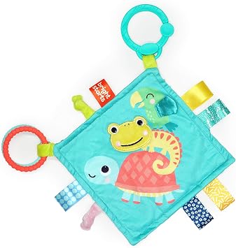 Bright Starts Doudou Éveil Multisensoriel Taggies avec Anneau de Dentition et Clip