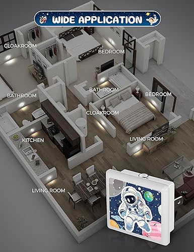 Miniatura 7 de LOHAS - Luces nocturnas para niños enchufables a la pared, paquete de 2, luz nocturna LED de astronautas para niños, sensor de atardecer a amanecer,