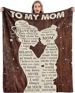 Gifts for Mom from Daughter, Mothers Day Birthday Gifts for Mom, Great Mother Gifts, Blanket Presents for Mother's Day, Christmas, Soft Cozy Flannel Custom Throw Blanket 60x50 Inches