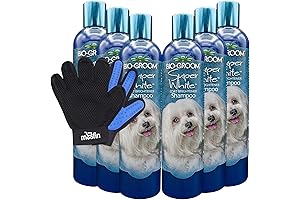 White Shampoo for Dogs, Brightening Bundle with Moofin Pet Hair Removing Glove