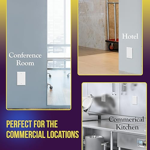 Miniatura 6 de ENERLITES 8801-W-10 unidades, 10 unidades, color blanco, para placa de pared, acabado brillante, tamaño estándar de 1 banda, 4.50 x 2.76 pulgadas,