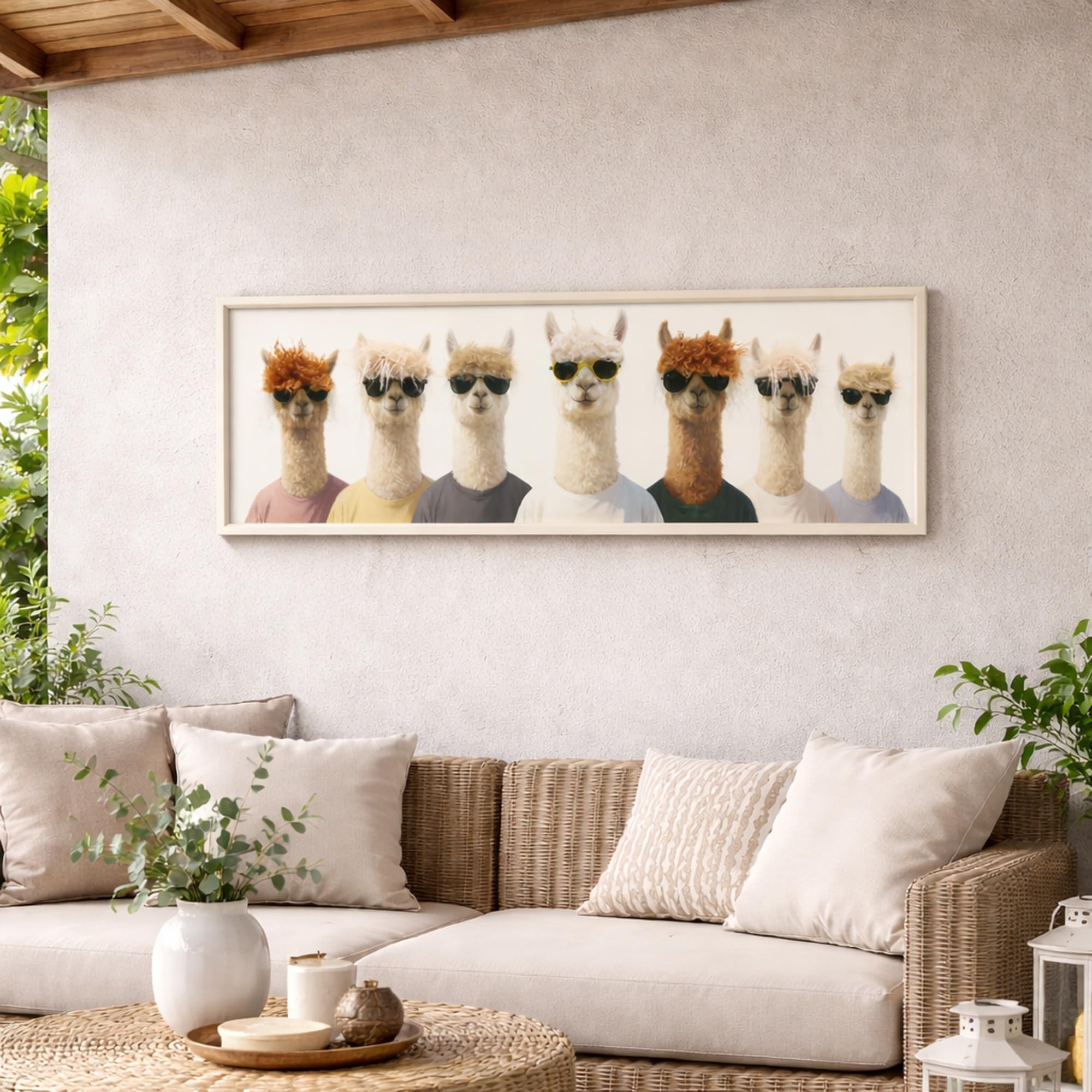 UNUS Wall Art 3D Hairfusion Alpakas im Shirt mit Sonnenbrille 120x40