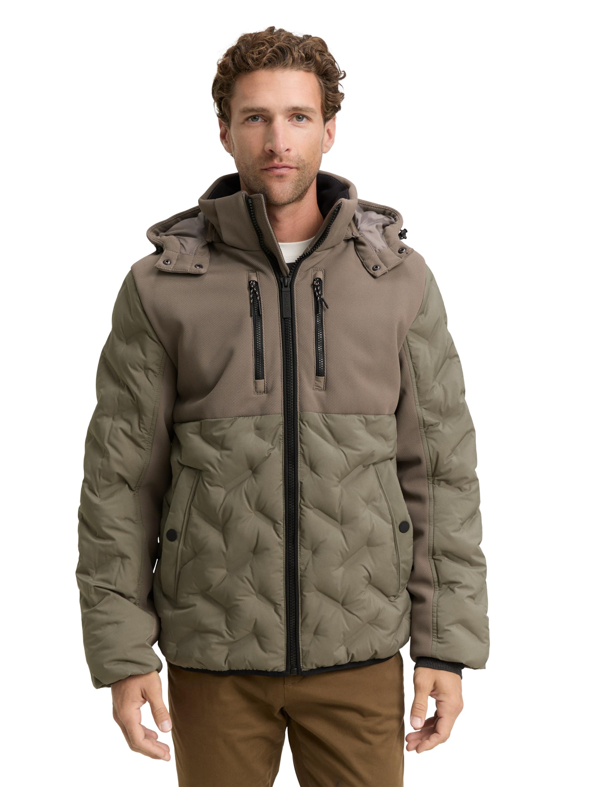 TOM TAILOR Herren 1046977 Hybrid Puffer-Jacke mit Steppung