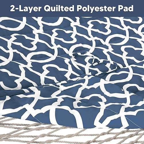 Miniatura 5 de SUNCREAT Hamaca doble portátil con soporte incluido, capacidad de 475 libras, hamaca extra grande para dos personas, patrón azul