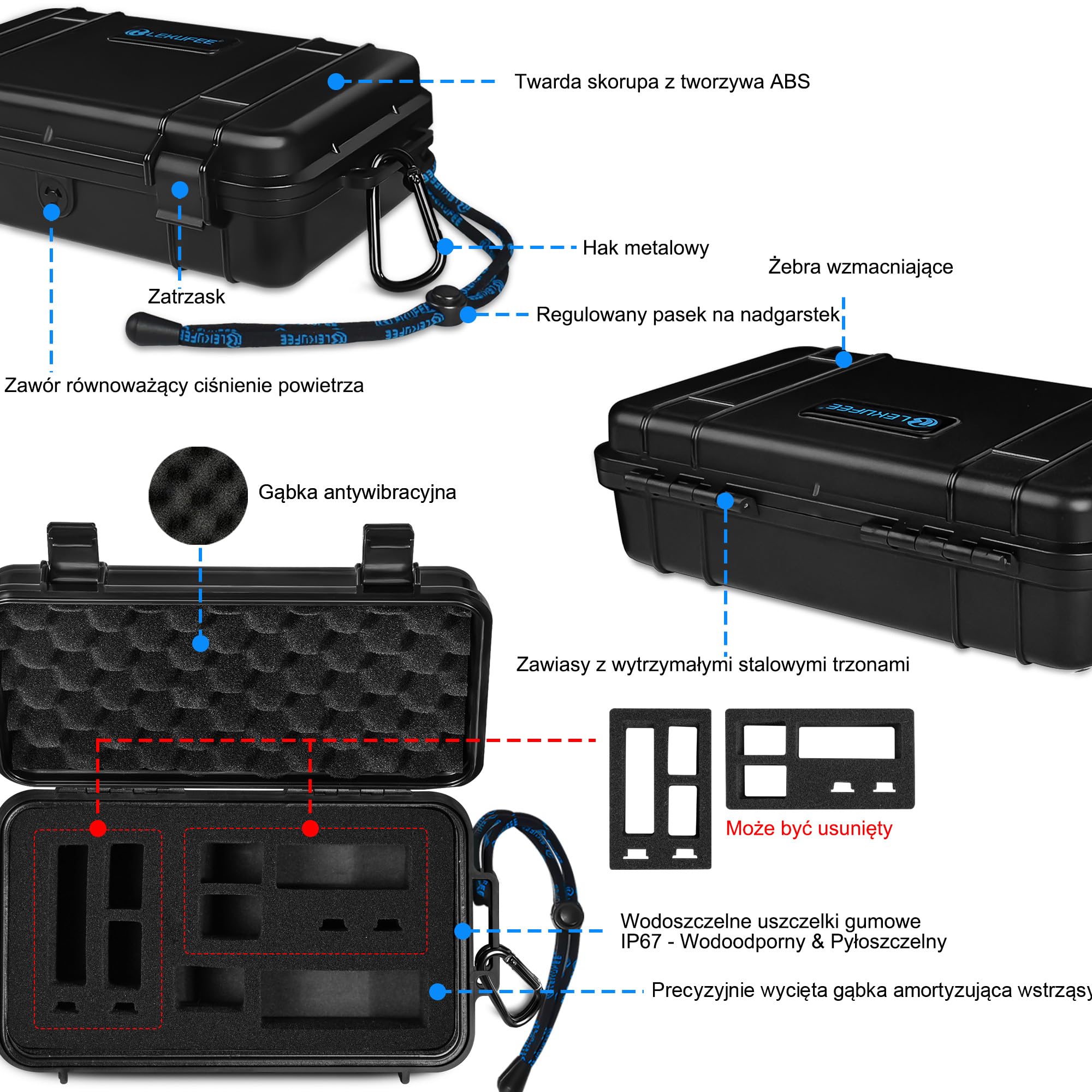 Lekufee podróżna wodoodporna twarda obudowa dla DJI Mic 3,Mic Mini 2,Mic 2, Mic Mini, etui na ładowarkę, nadajnik, odbiornik, mikrofon lavalier, oraz inne akcesoria (tylko etui i torba)