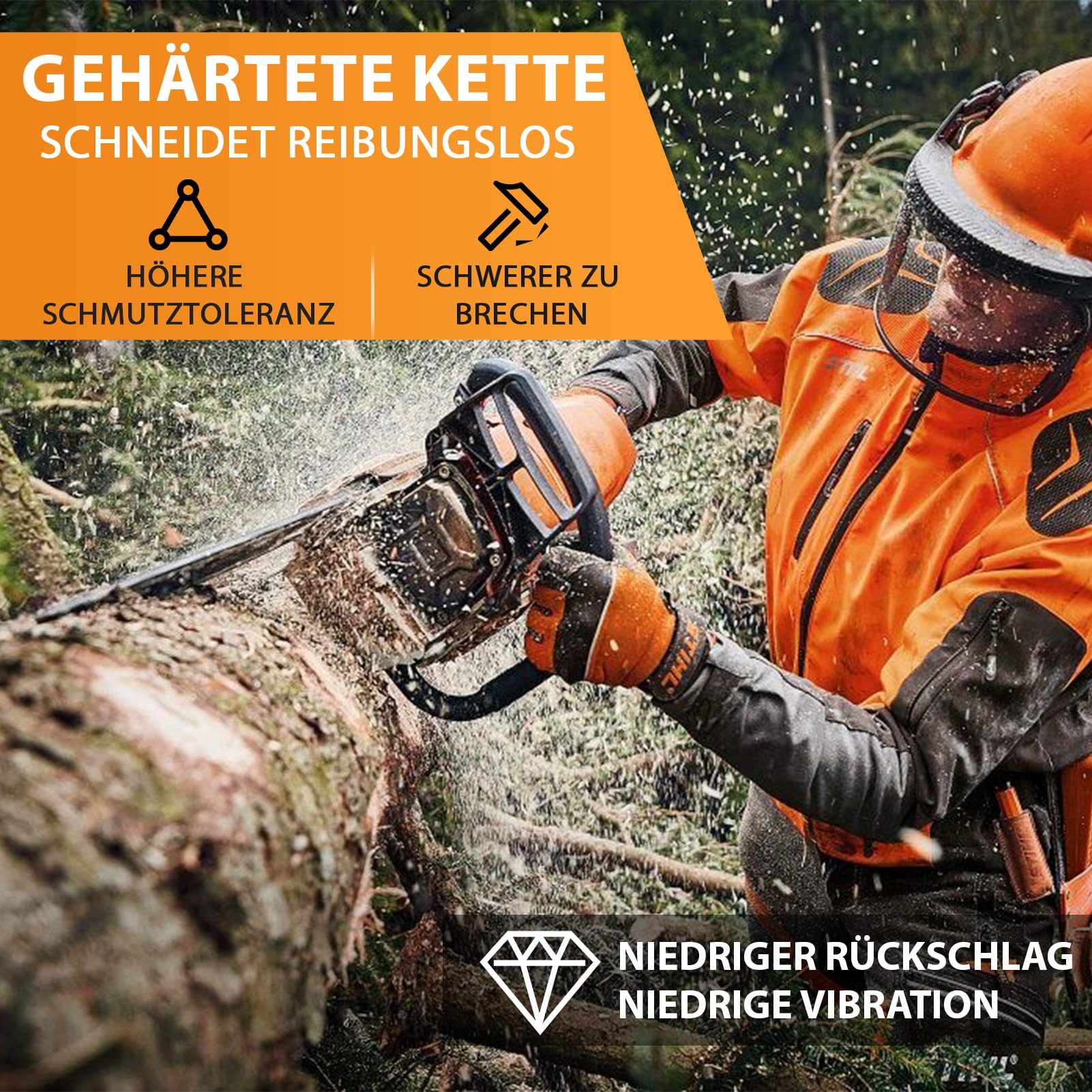 4 sztuki łańcucha do piły 50 cm, podziałka 1,5 mm, 76 ogniw napędowych, łańcuch do piły łańcuchowej, kompatybilny z Timberpro, Timbertech, Husqvarna, Stihl