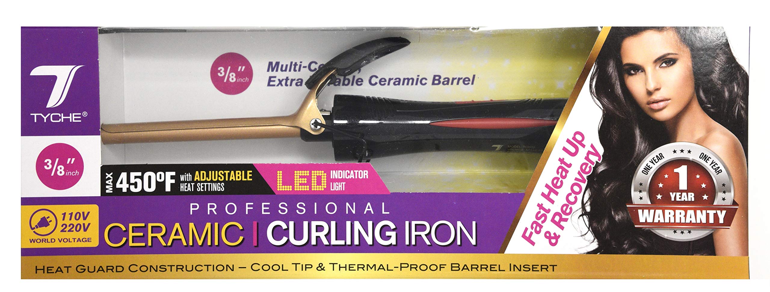 Tyche Professional Ceramic Curling Iron 3/8 inch