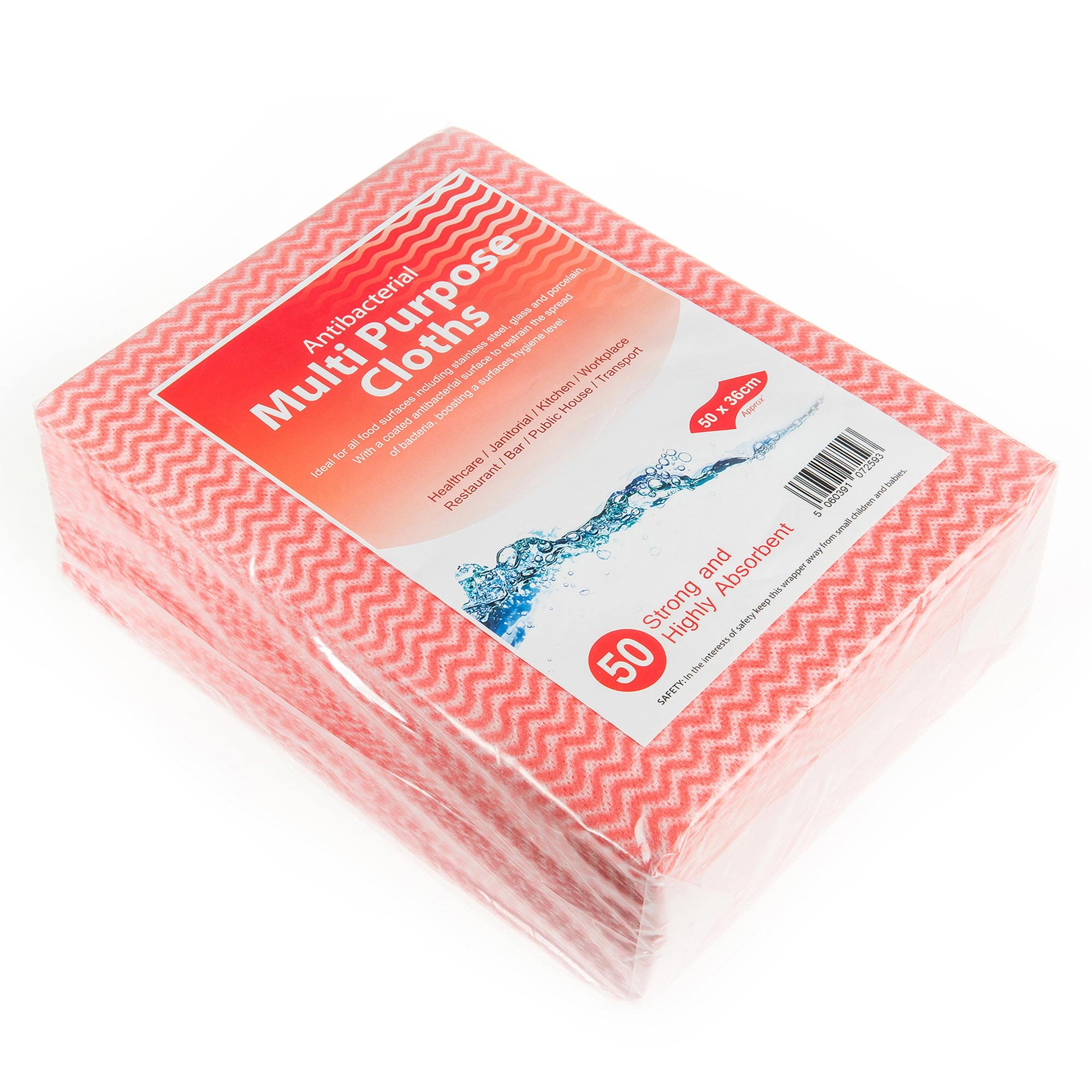 Drinkstuff Antibacterial Cloths Red, CAW-111R, Pack of 50
