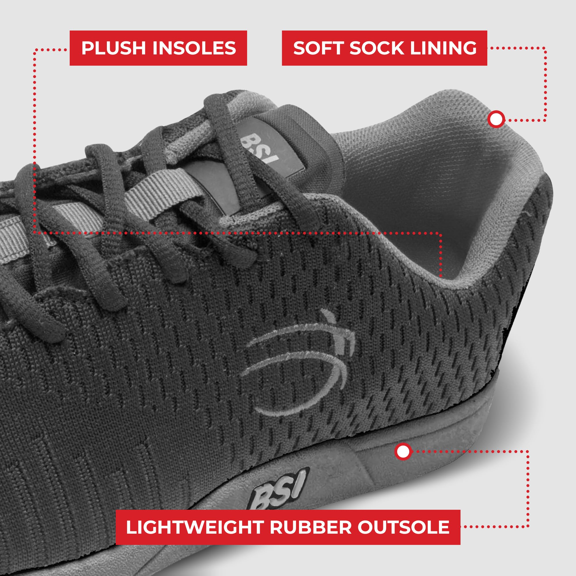 BSI Herren Sport Glide Schuhe - Leichte Schuhe mit gepolsterter Unterstützung für Herren