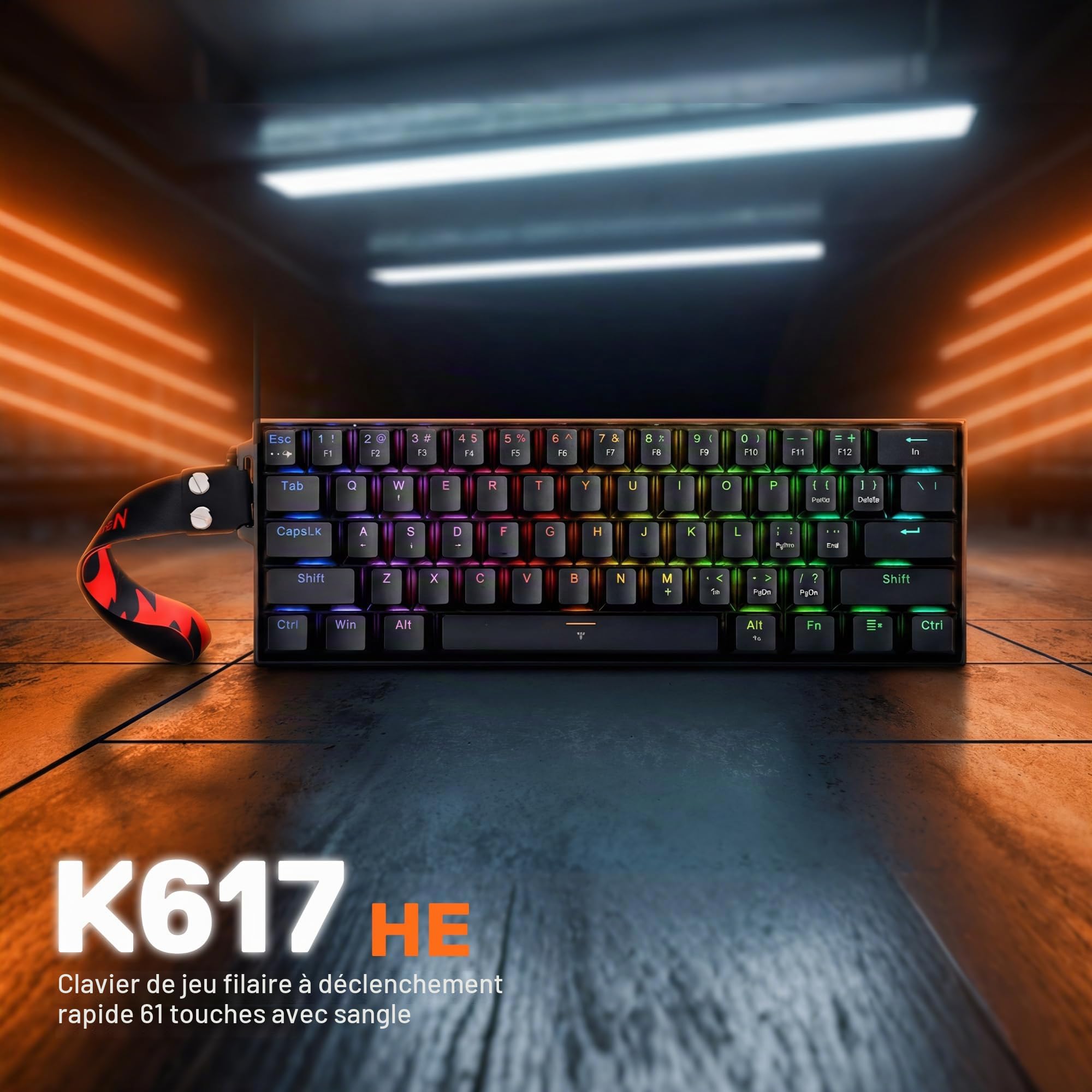 Redragon K617 HE Clavier Mecanique Filaire 60 61 Touches Hall Magnetique | Clavier mecanique filaire 60 61 touches actionnement rapide interrupteur magnetique Hall declenchement reglable
