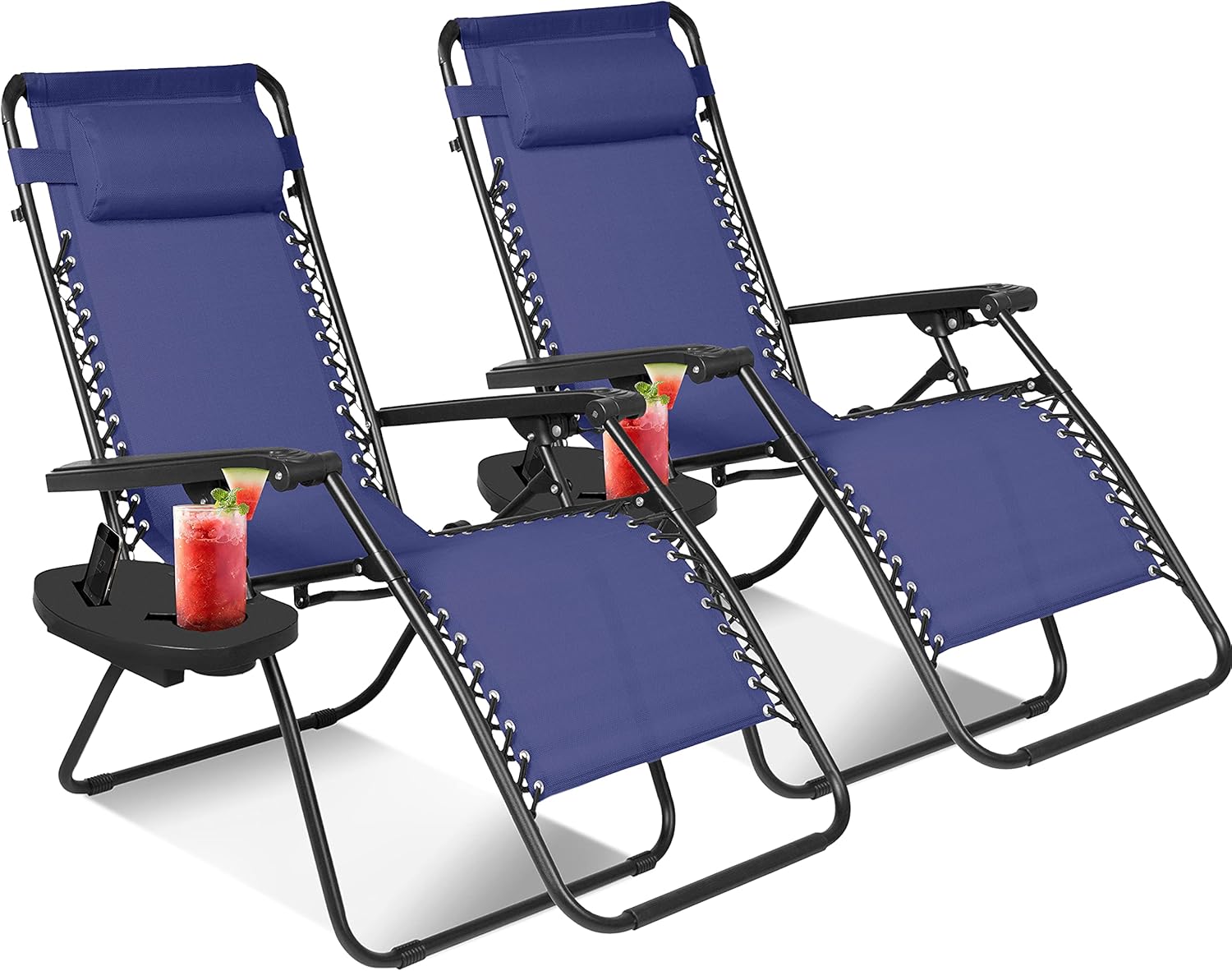 KEPLIN Set of 2 Heavy Duty Textoline Zero Gravity Chairs Garden Outdoor Patio Sun Loungers Folding Reclining Chairs