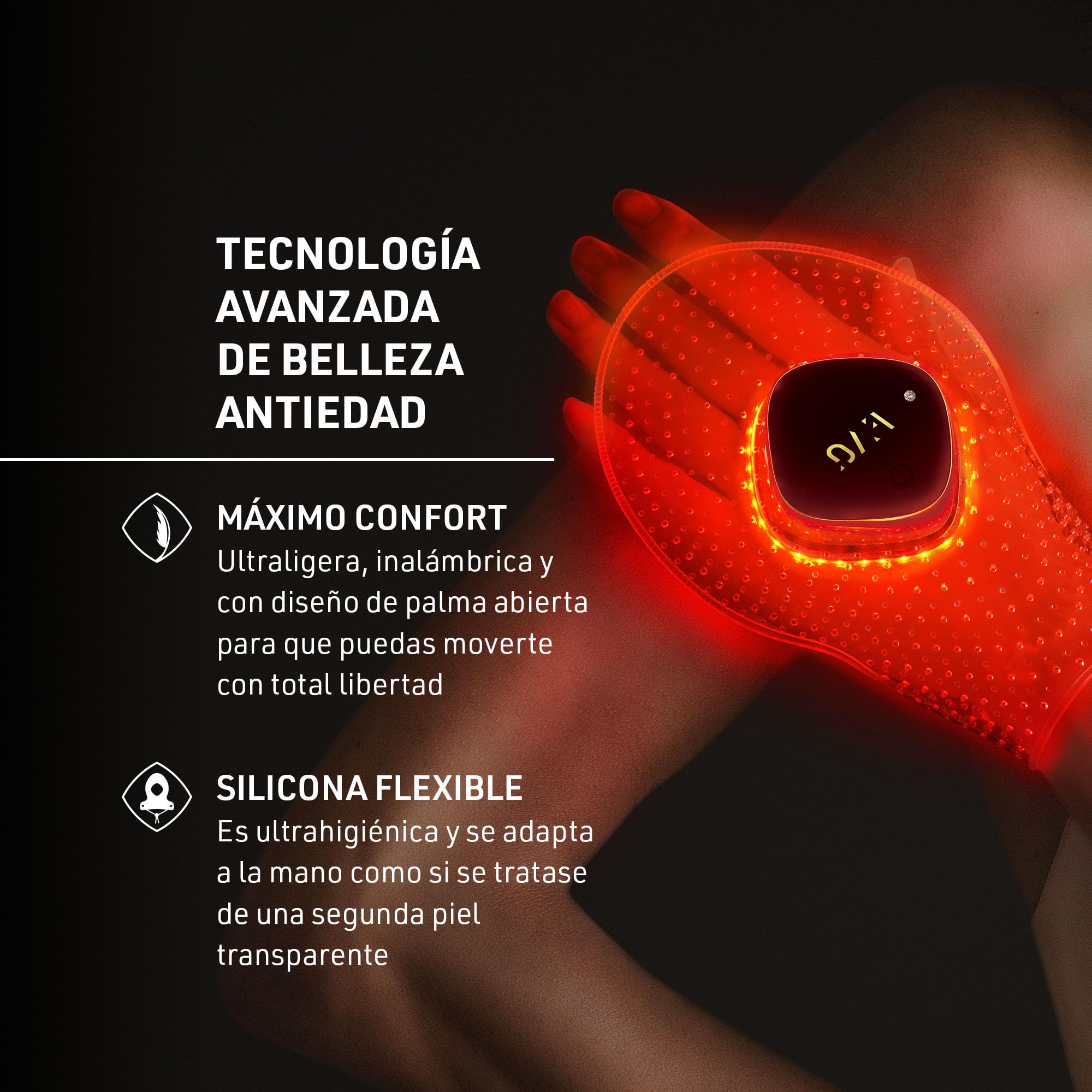 FAQ 211 mascarilla antiedad para cuello y escote con 7 LED + NIR | Mascarilla para manos, Mascarilla LED, 8 colores, Inalámbrico, Mascarilla silicona, 623 puntos de luz, Skincare portátil
