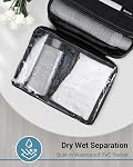 Toiletry Bag for Men&Women, Maliton Hanging Toiletry Bag Water-Resistant Cosmetic Bag, Large Capacity Travel Toiletries Bag with 4 Compartments & 1 Sturdy Hook (Black)