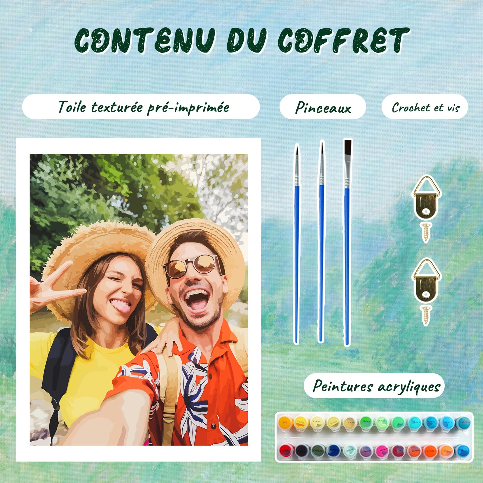 UM UPMALL Personnalisée Peinture par Numéro Adulte, Kit Peinture Numéro Adulte Personnalisé, Faites Votre Propre Photo, Avec Peintures et Pinceaux/DIY Décoration De Maison/Différentes Tailles