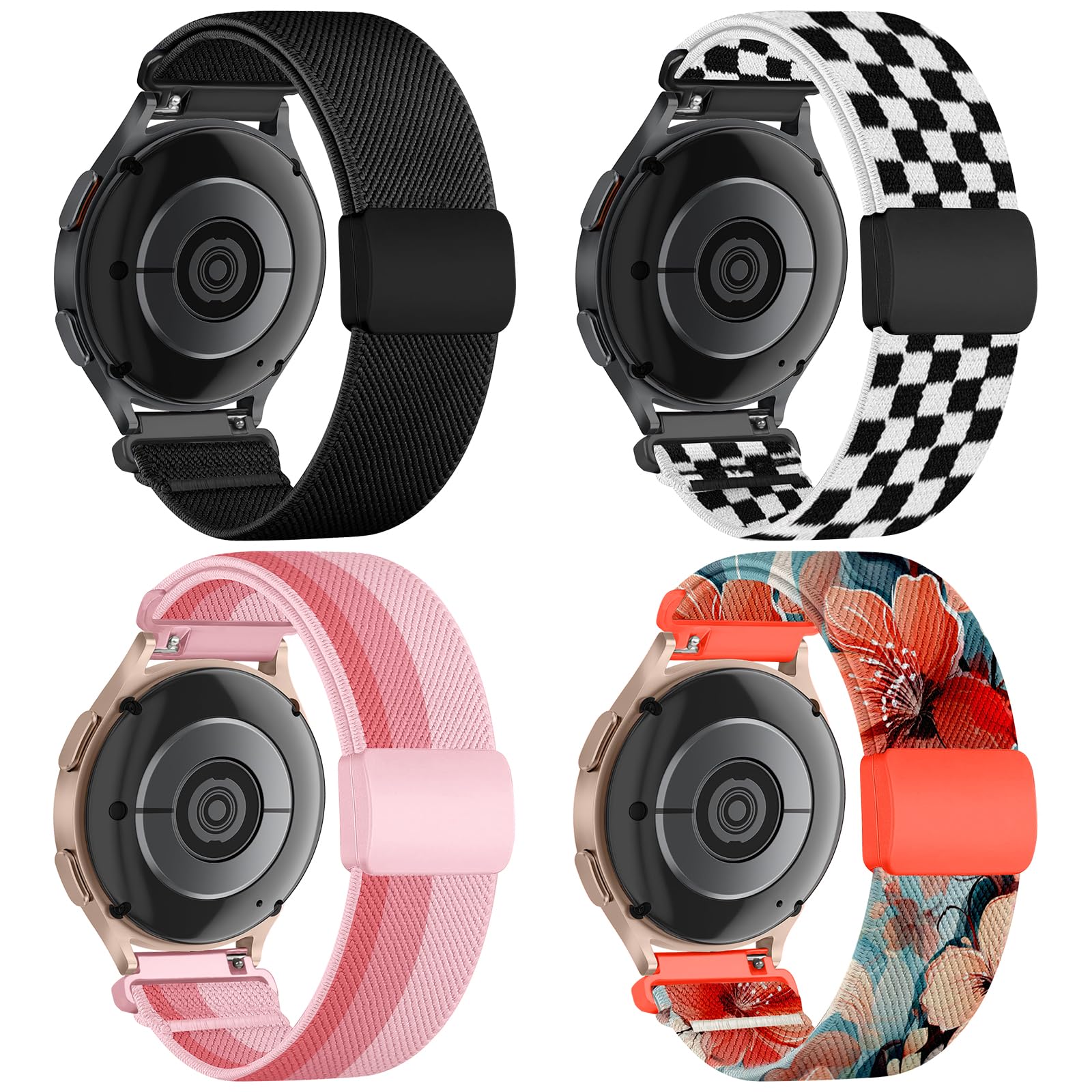 chinbersky 20mm Nylon Geflochtenes Armband Kompatibel mit Samsung Galaxy Watch 4/5/6/7/FE 40mm 44mm Armband/Watch5 Pro/Watch 4&6 Classic/Active 2 40mm 44mm/Watch3 41mm/Gear Sport/Gear S2 Classic