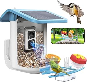 Smart Bird Feeder with Camera, Solar Bird Feeder - 2K HD Live Video Camera AI Identify Birds, Visible Window Auto Capture -Instant Arrival Alerts, Birds Lover Gifts asin的图片