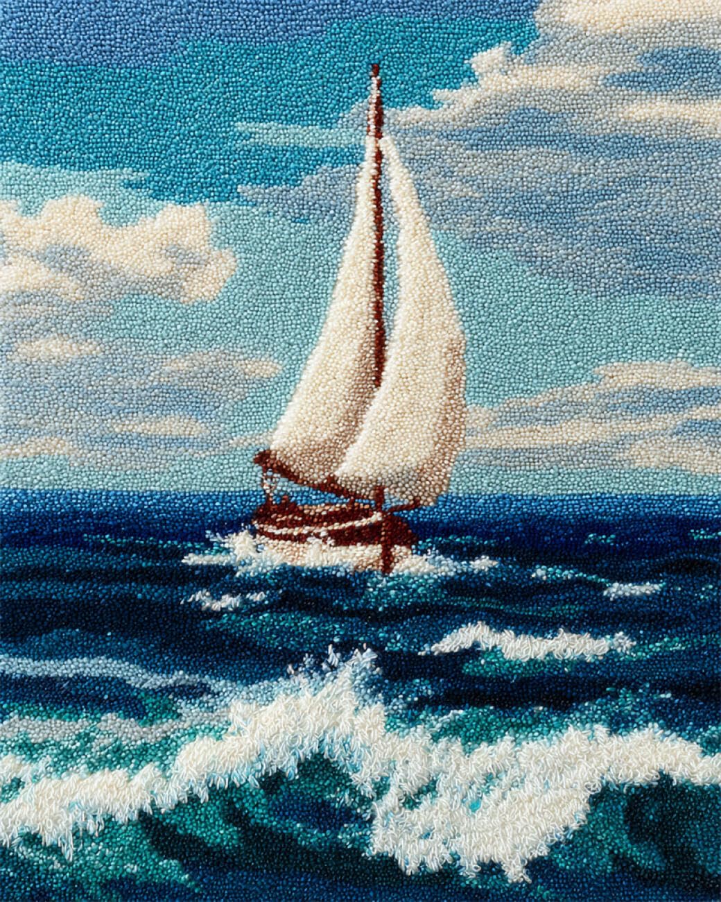 AxiangziK DIY Stamped Cross Stitch Kits sea Sailing Boat 11CT 30x40cm