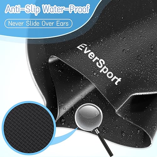 Miniatura 6 de EverSport Youth Large Swim Cap for Girls Kids 8+, Long Hair Silicone Swimming Cap for Braids Keep Hair Dry