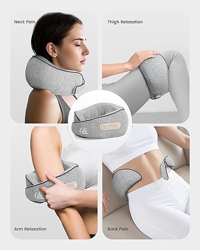 Miniatura 7 de CILI Almohada masajeadora de cuello inalámbrica con calor, masajeador de cuello Shiatsu para aliviar el dolor de tejido profundo, almohada de masaje