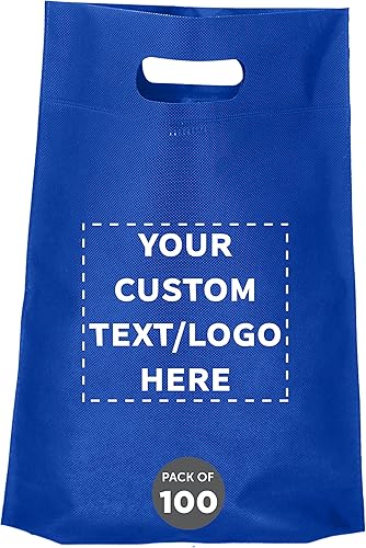 Bolsa reutilizable para mercancía, logotipo de texto personalizado, bolsas de plástico reciclables, - Personalizado  Azul
