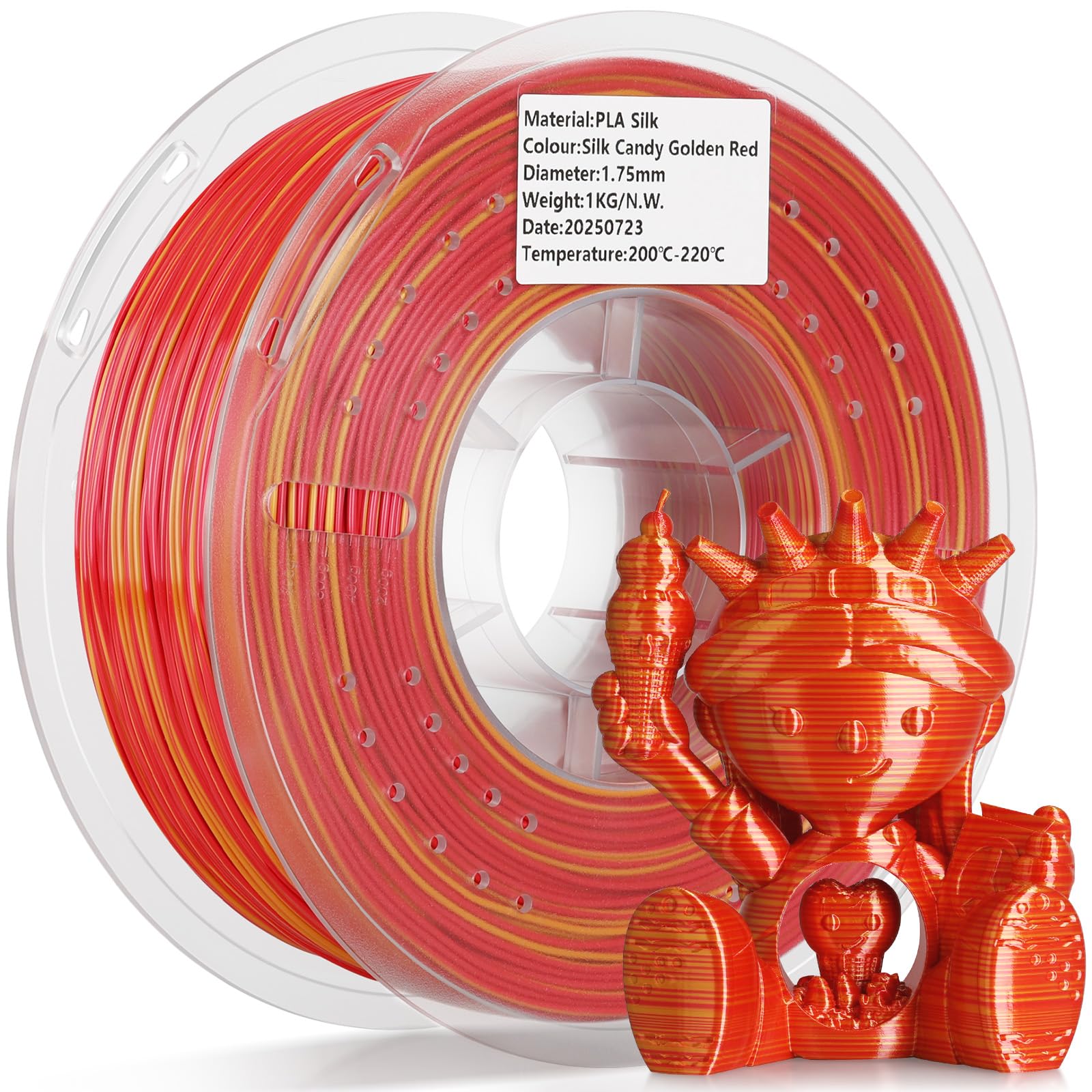 LANDU Silk PLA Filament 1.75mm 3D Printer Multicolor Filament Gradient Color Changing Filament 1kg (2.2lbs) Dimensional Accuracy +/- 0.07 mm Silk Candy