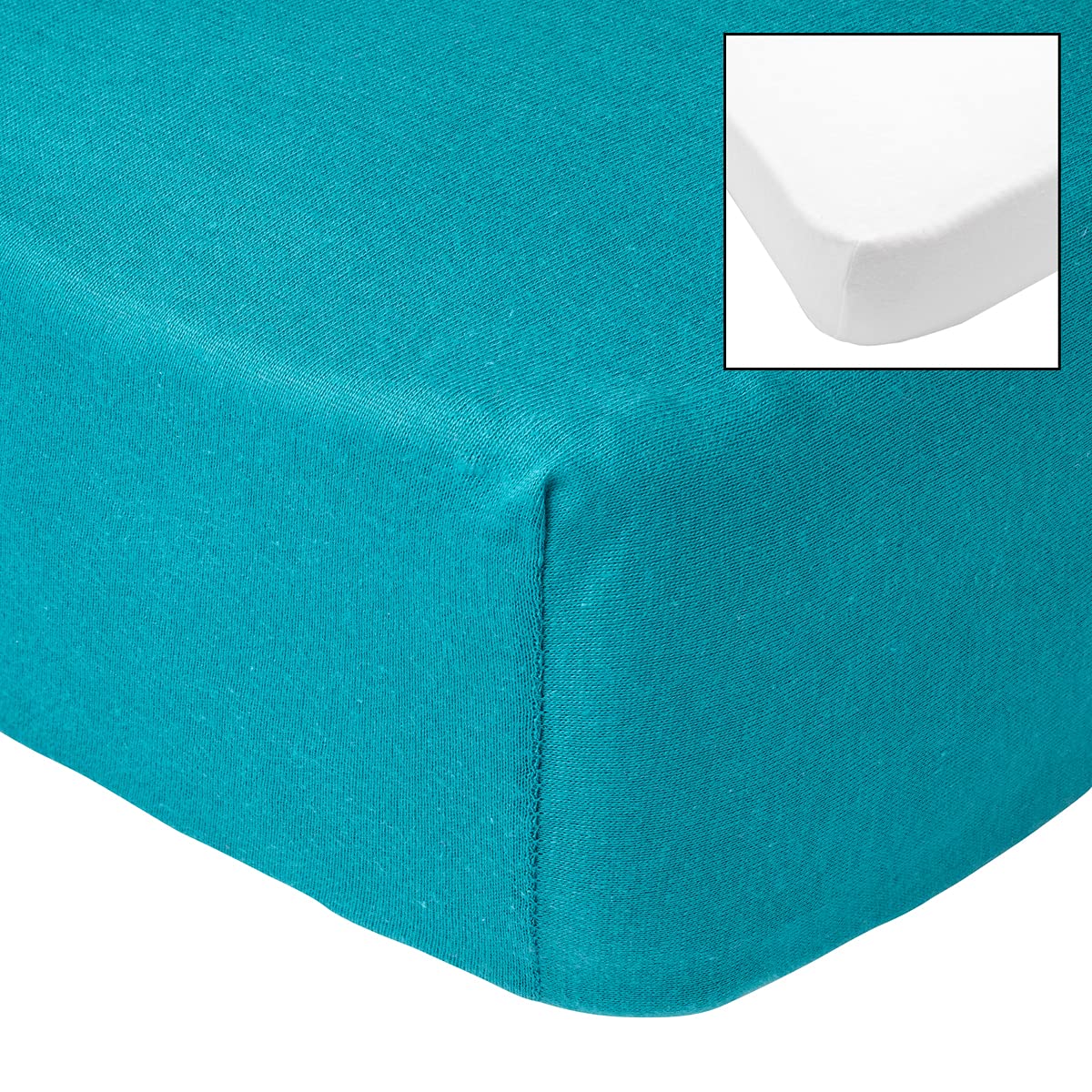 babyCalin - Set 2 lenzuola con angoli Blu tropicale/bianco 70x140x17 cm