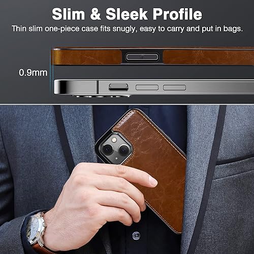 Miniatura 5 de LOHASIC Para iPhone 13 Mini Funda De Cuero, Lujo Elegante Cuero Delgado Negocios Clásico Agarre Suave Cubierta Trasera Cubierta Trasera Protectora