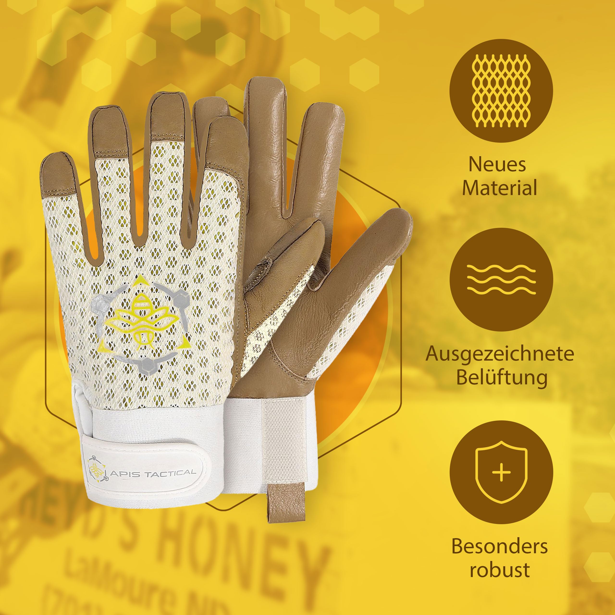 Imkerhandschuhe Ziegenleder – Maximaler Stichschutz, Beige, L | Kurze Bienenhandschuhe für Imker | Weich, griffig & atmungsaktiv | Robuste Imkerei-Ausrüstung der Profi-Serie für Honigbienen